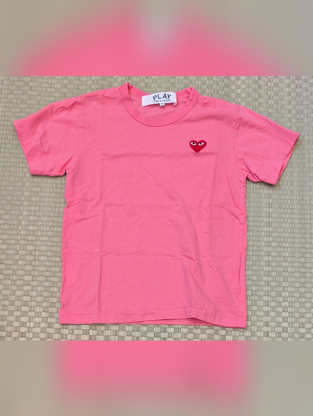 Comme des Garcons CDG PLAY Pink Heart T-shirt Women's Size XS Made in Japan